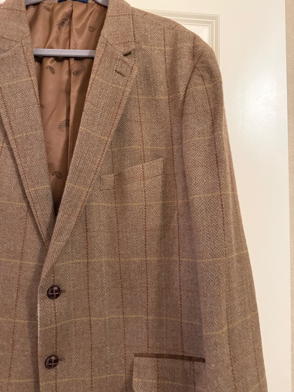 Alan Flusser Brown Windowpane Wool Sport Coat - Picture 4 of 13